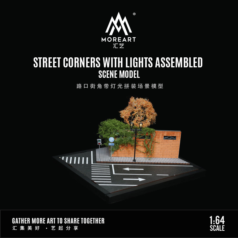 [Preorder] MoreArt 1:64 STREET CORNERS WITH LIGHTS ASSEMBLED SCENE MODEL