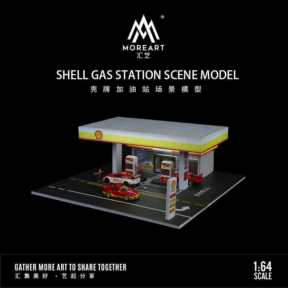 [Preorder] MoreArt 1:64 SHELL GAS STATION SCENE MODEL