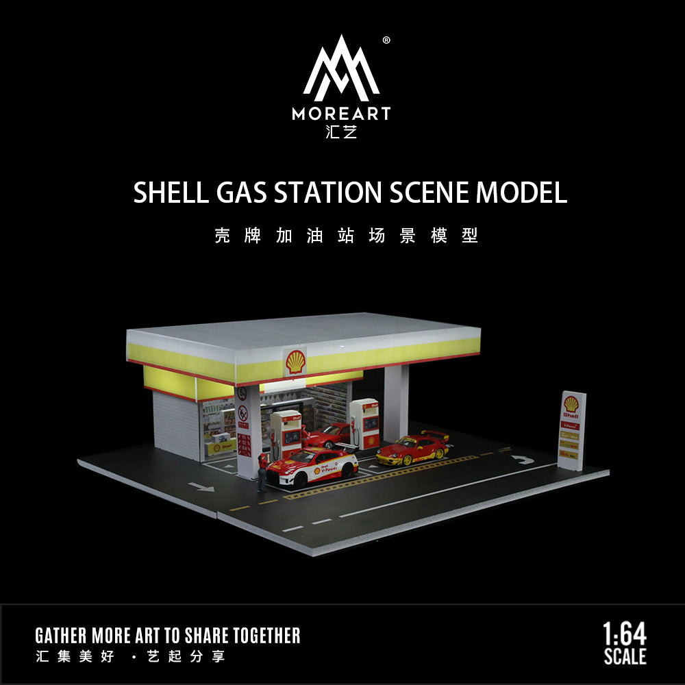 [Preorder] MoreArt 1:64 SHELL GAS STATION SCENE MODEL