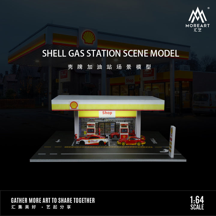 [Preorder] MoreArt 1:64 SHELL GAS STATION SCENE MODEL