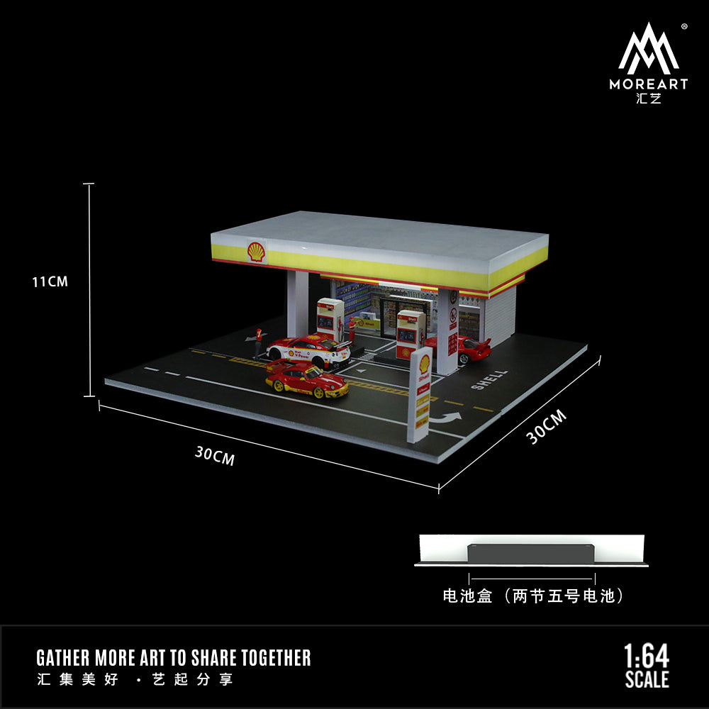 [Preorder] MoreArt 1:64 SHELL GAS STATION SCENE MODEL