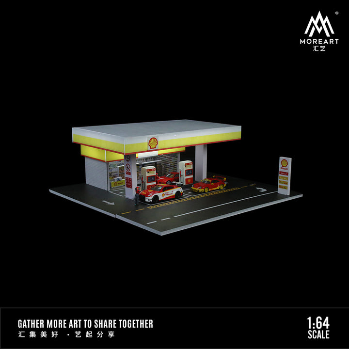 [Preorder] MoreArt 1:64 SHELL GAS STATION SCENE MODEL