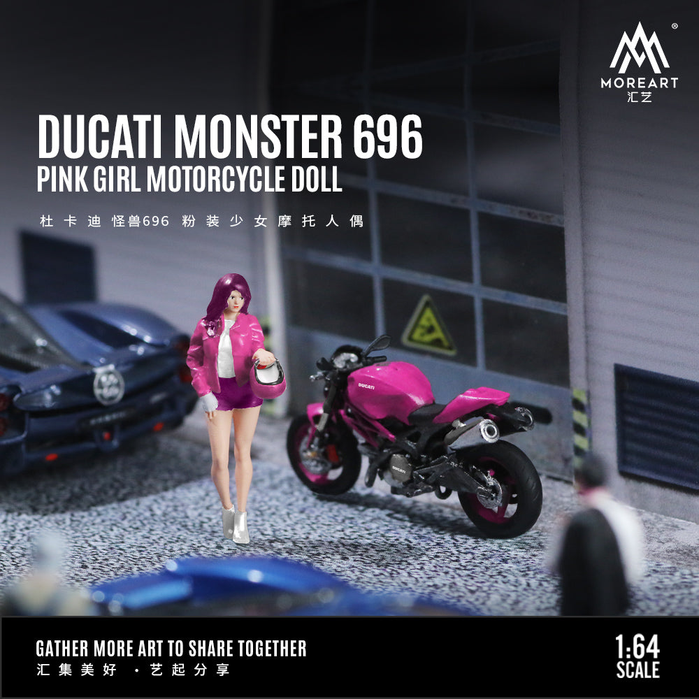 [Preorder] MoreArt 1:64 DUCATI MONSTER 696 PINK GIRL MOTORCYCLE DOLL MO222112