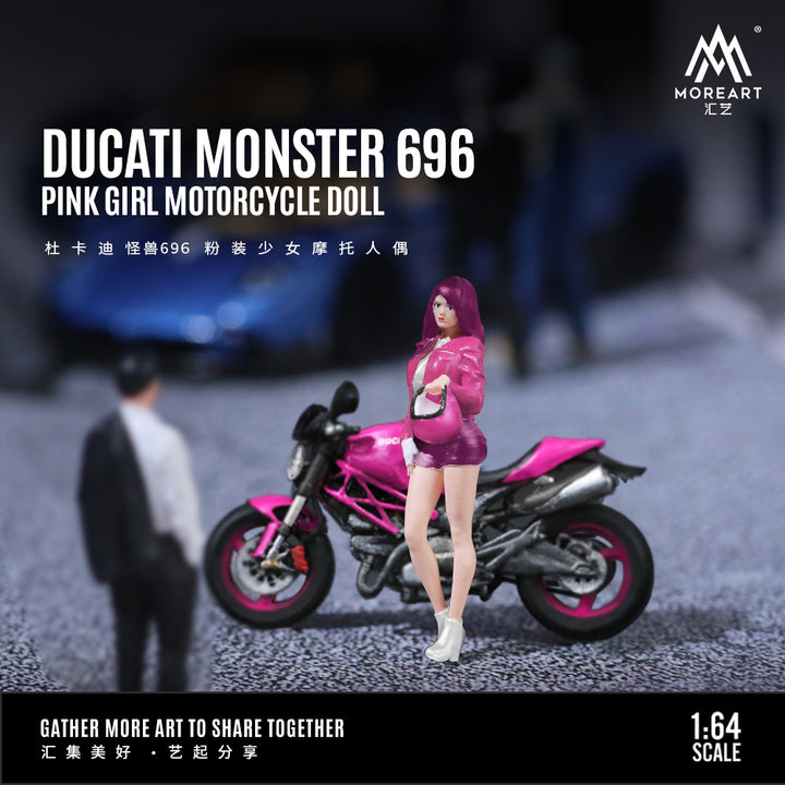 [Preorder] MoreArt 1:64 DUCATI MONSTER 696 PINK GIRL MOTORCYCLE DOLL MO222112