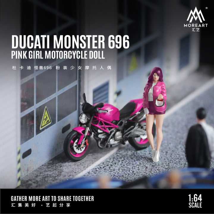 [Preorder] MoreArt 1:64 DUCATI MONSTER 696 PINK GIRL MOTORCYCLE DOLL MO222112