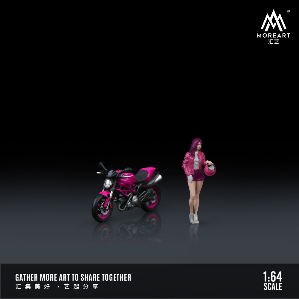 [Preorder] MoreArt 1:64 DUCATI MONSTER 696 PINK GIRL MOTORCYCLE DOLL MO222112