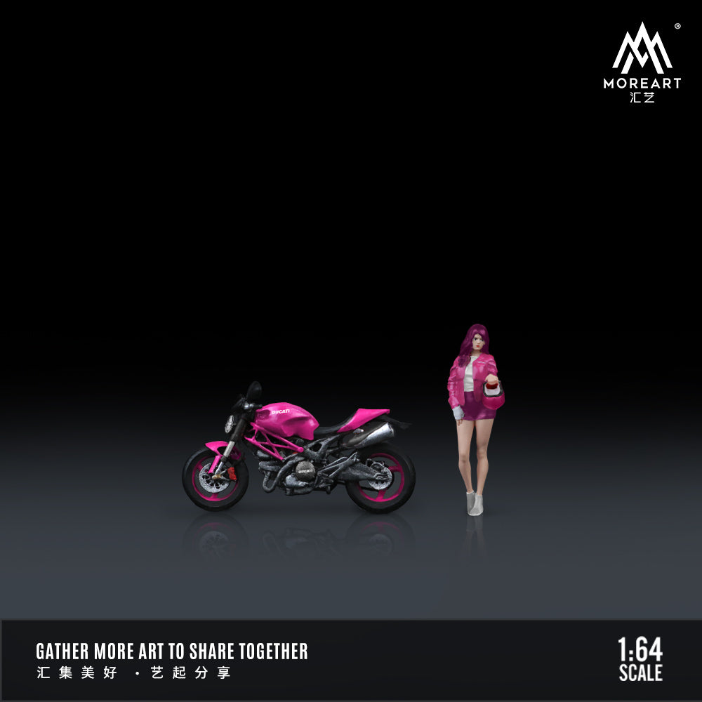 [Preorder] MoreArt 1:64 DUCATI MONSTER 696 PINK GIRL MOTORCYCLE DOLL MO222112