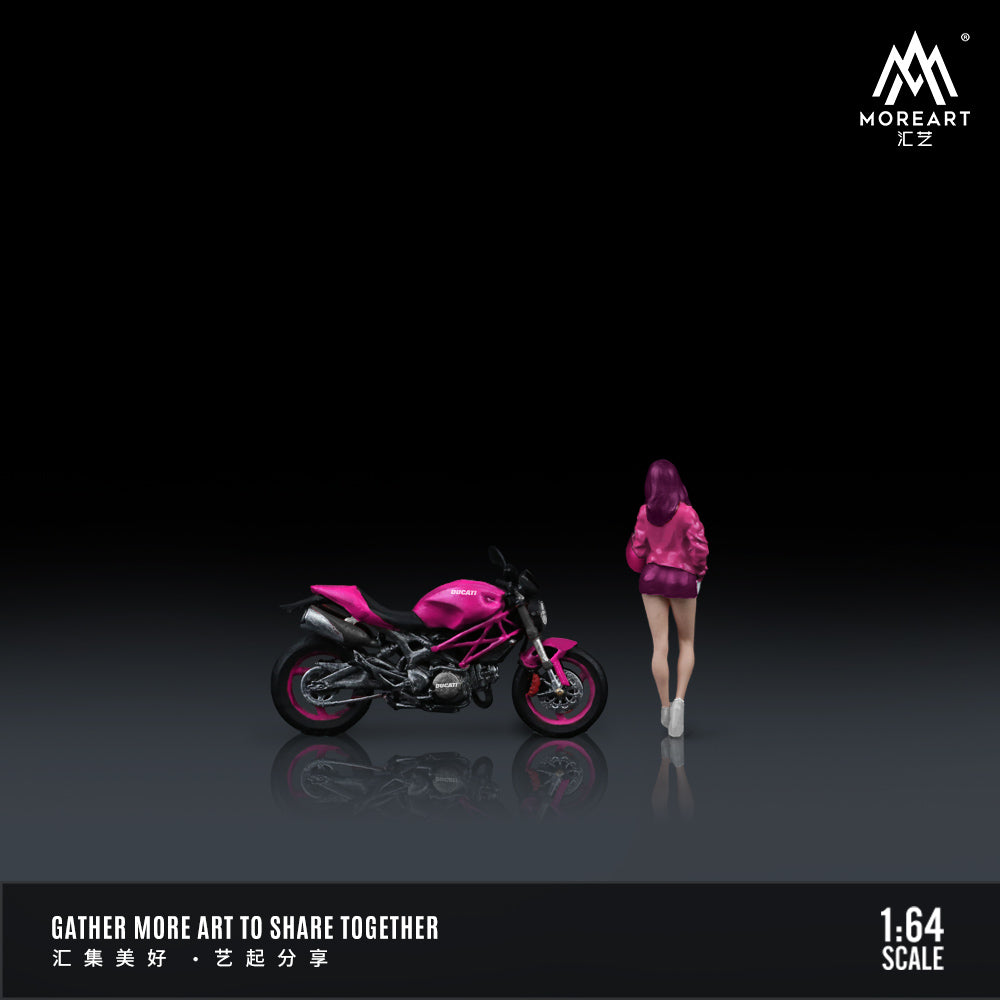 [Preorder] MoreArt 1:64 DUCATI MONSTER 696 PINK GIRL MOTORCYCLE DOLL MO222112