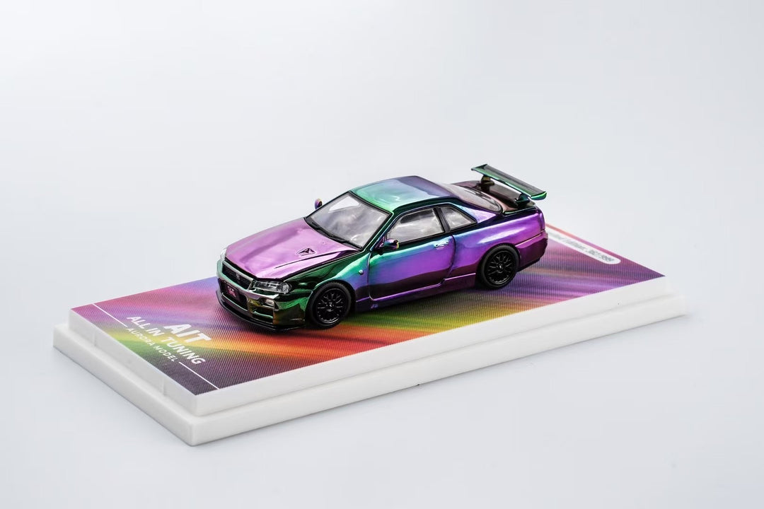 [Preorder] Aurora Model 1:64 Nissan GT-R R34 ALL IN TUNING Exhibition Limited Edition (2 Colors)