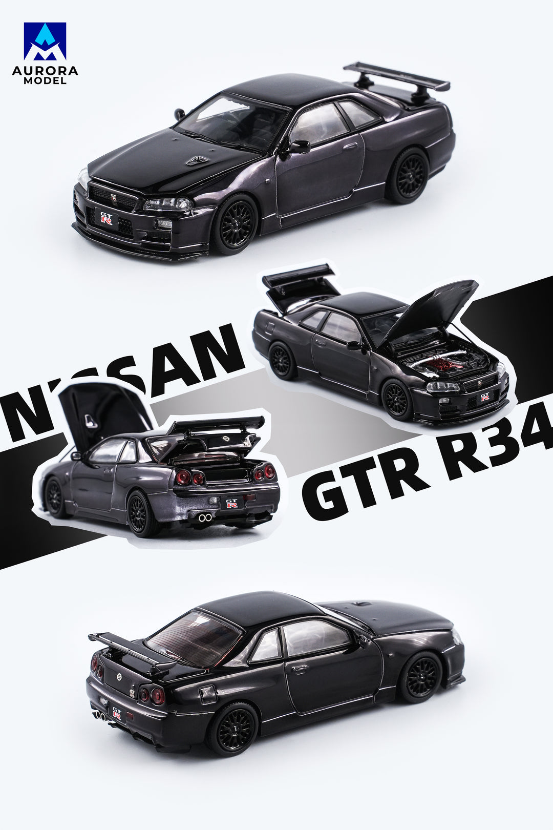 [Preorder] Aurora Model 1:64 Nissan GT-R R34 ALL IN TUNING Exhibition Limited Edition (2 Colors)