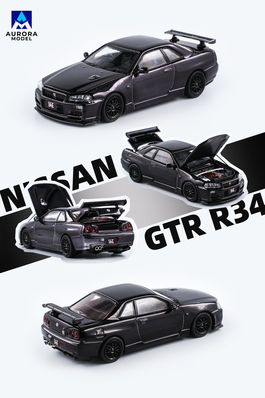 Aurora Model 1:64 Nissan GT-R R34 ALL IN TUNING Exhibition Limited Edi ...
