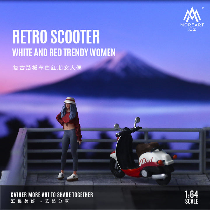 [Preorder] MoreArt 1:64 Retro Scooter White And Red Trendy Women