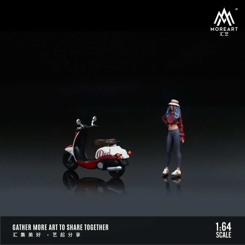 [Preorder] MoreArt 1:64 Retro Scooter White And Red Trendy Women