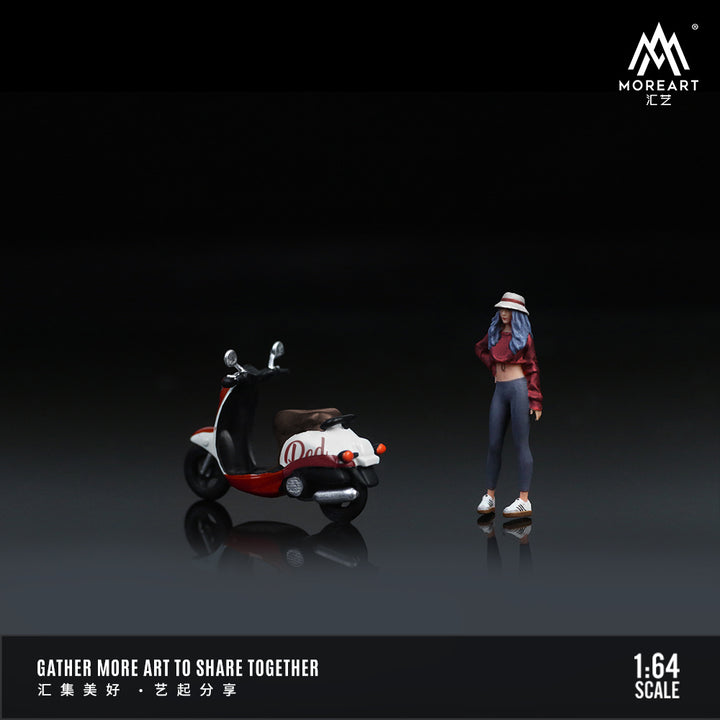 [Preorder] MoreArt 1:64 Retro Scooter White And Red Trendy Women