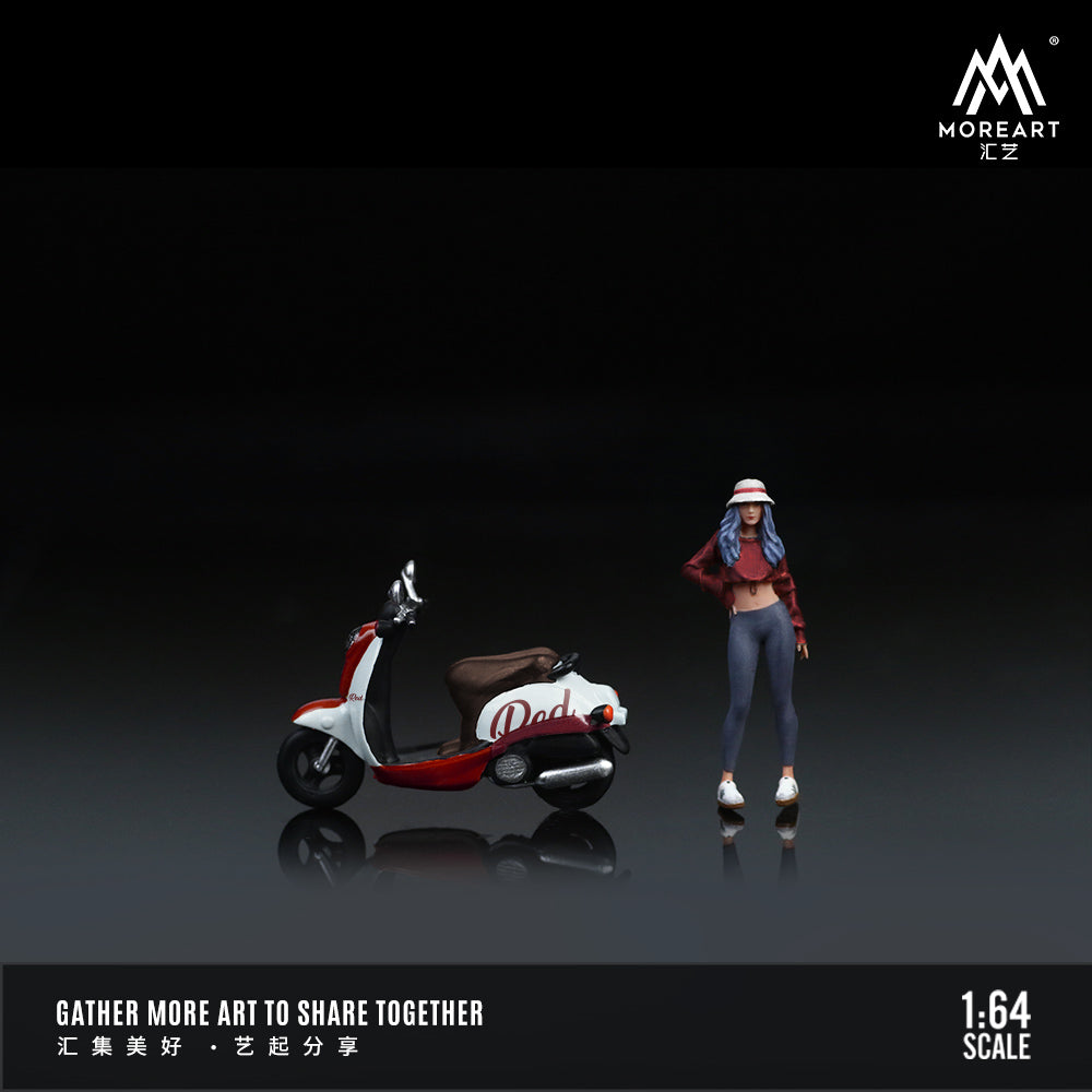 [Preorder] MoreArt 1:64 Retro Scooter White And Red Trendy Women