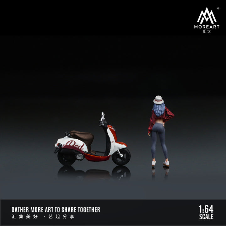 [Preorder] MoreArt 1:64 Retro Scooter White And Red Trendy Women