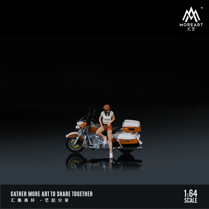 [Preorder] MoreArt 1:64 HARLEY CRUISER WHITE ORANGE FLOWER MOTORCYCLE GIRL