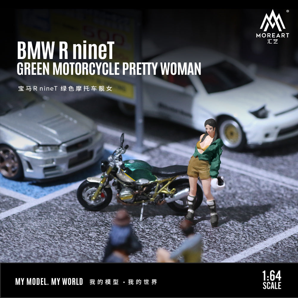 [Preorder] MoreArt 1:64 BMW R nineT GREEN MOTORCYCLE PRETTY WOMAN