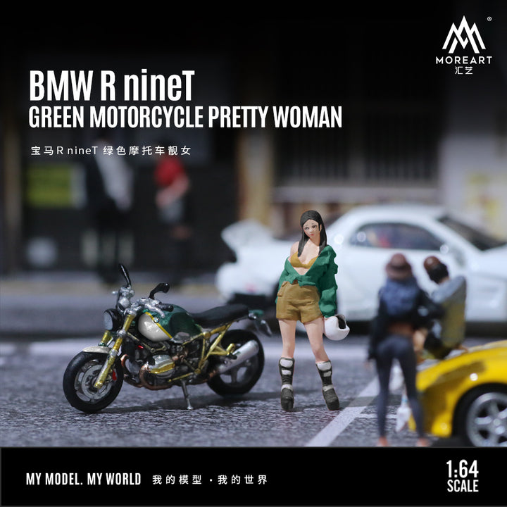 [Preorder] MoreArt 1:64 BMW R nineT GREEN MOTORCYCLE PRETTY WOMAN