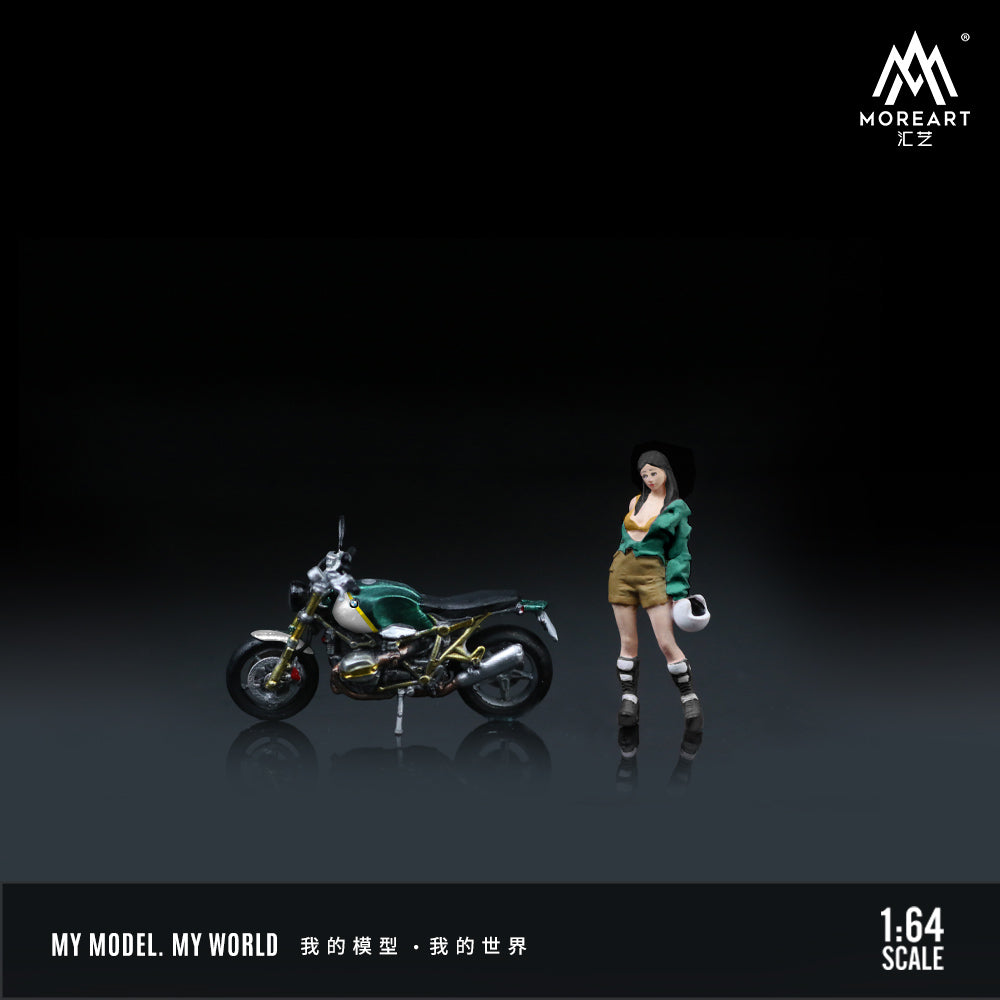 [Preorder] MoreArt 1:64 BMW R nineT GREEN MOTORCYCLE PRETTY WOMAN