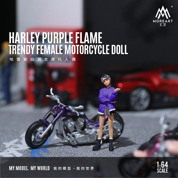 [Preorder] MoreArt 1:64 HARLEY PURPLE FLAME TRENDY FEMALE MOTORCYCLE DOLL