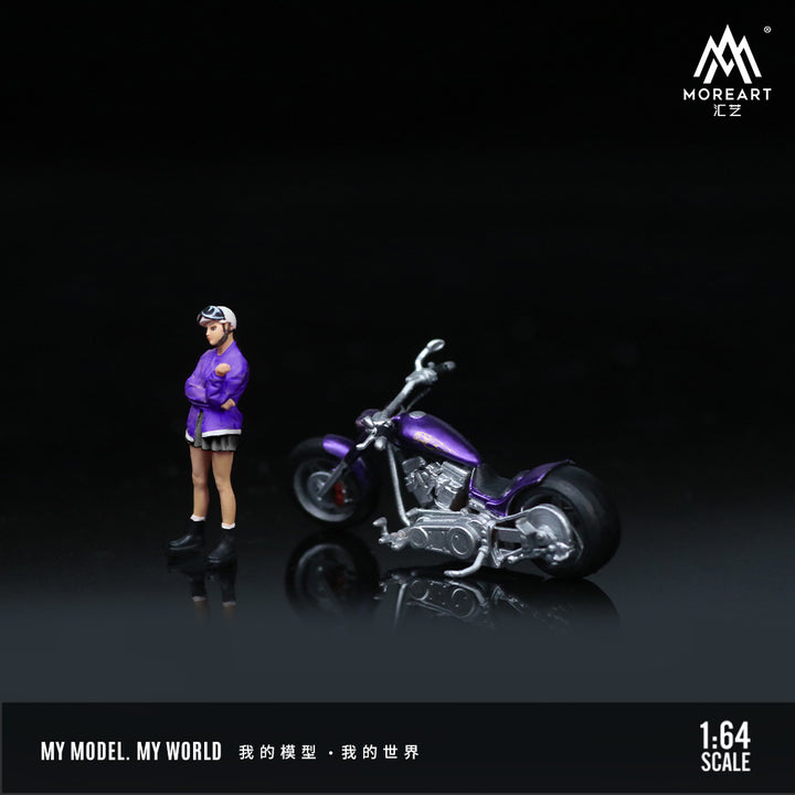 [Preorder] MoreArt 1:64 HARLEY PURPLE FLAME TRENDY FEMALE MOTORCYCLE DOLL