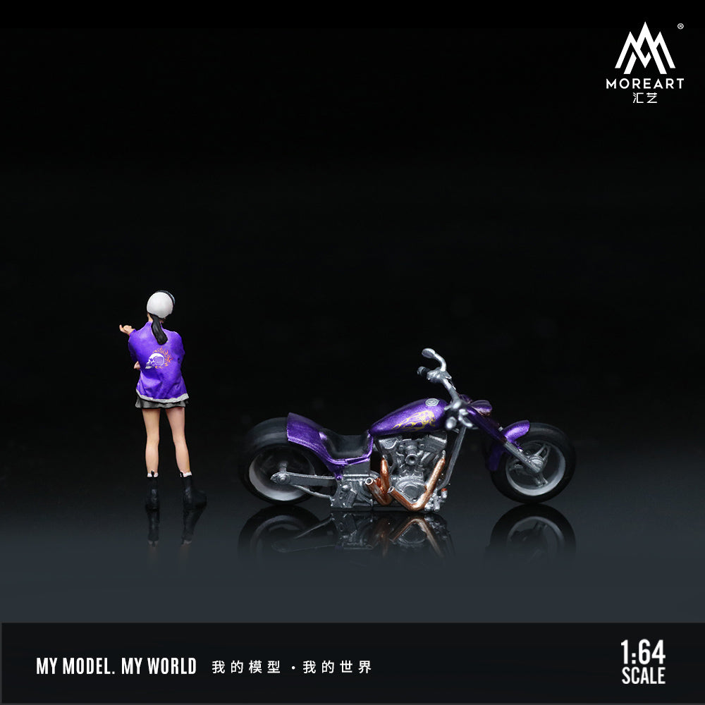 [Preorder] MoreArt 1:64 HARLEY PURPLE FLAME TRENDY FEMALE MOTORCYCLE DOLL