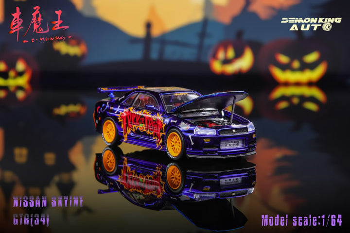 [Preorder] DEMON KING AUTO 1:64 Skyline GT-R R34 Z-Tune Halloween 2024 Livery (2 Versions)