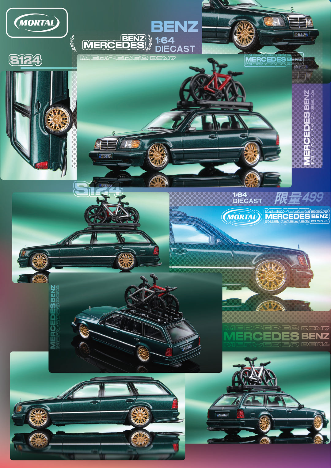 [Preorder] Mortal 1:64 Mercedes-Benz S124 Wagon Black / Green (4 Versions)