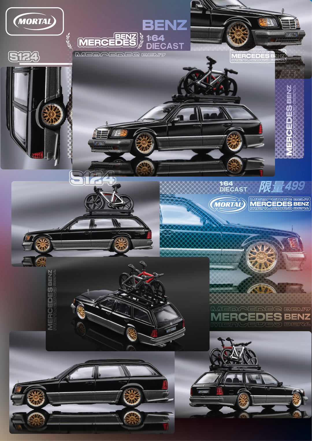 [Preorder] Mortal 1:64 Mercedes-Benz S124 Wagon Black / Green (4 Versions)