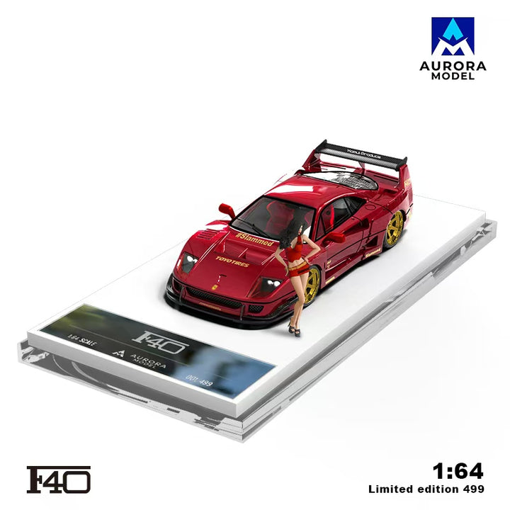 [Preorder] Aurora Model 1:64 Ferrari F40 Metallic Red / Yellow Lightning Livery (4 Versions)