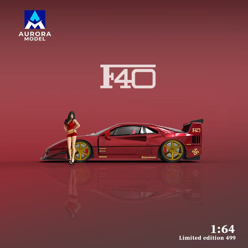 [Preorder] Aurora Model 1:64 Ferrari F40 Metallic Red / Yellow Lightning Livery (4 Versions)