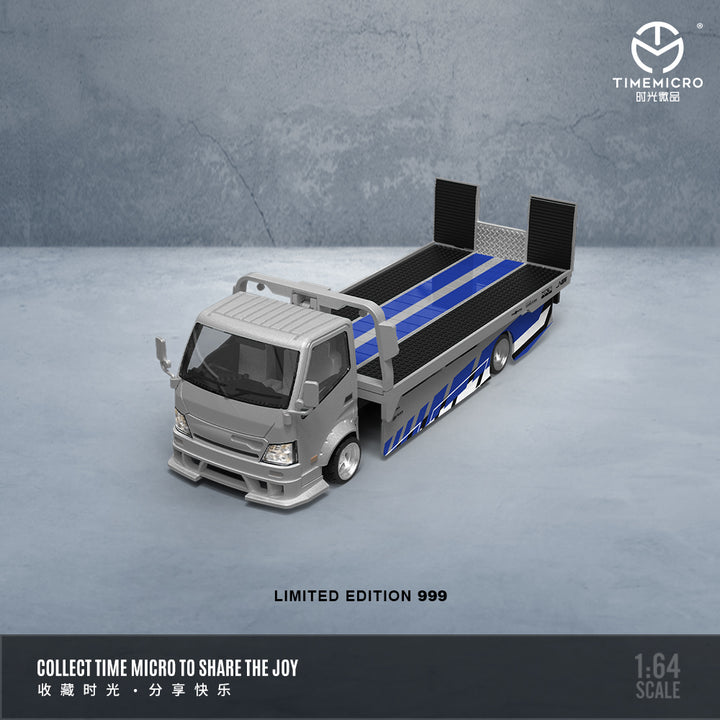 [Preorder] Time Micro 1:64 H300 Flatbed Trailer & Nissan GT-R R35 Silver Blue Livery Series (4 Versions)