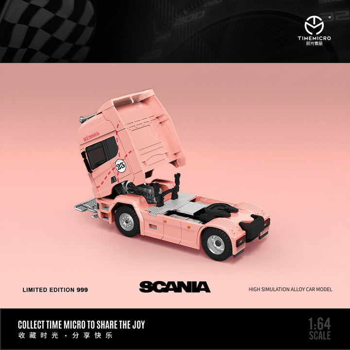 [Preorder] Time Micro X Perka 1:64 Scania & Mercedes-Benz Actros Container Truck Pink Pig