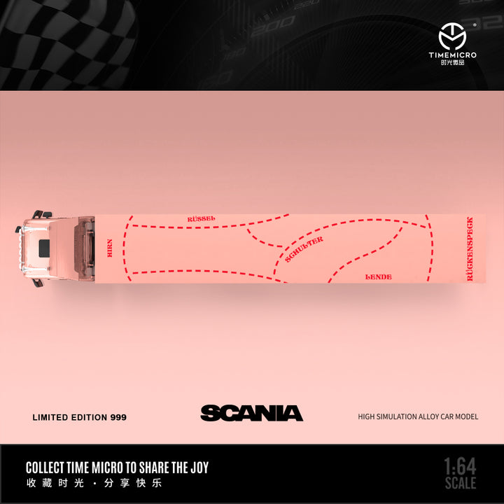 [Preorder] Time Micro X Perka 1:64 Scania & Mercedes-Benz Actros Container Truck Pink Pig