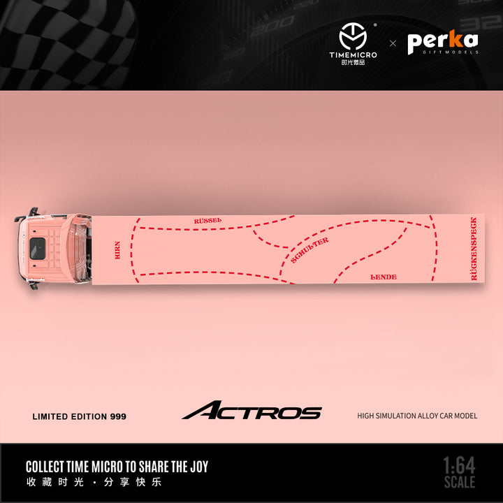 [Preorder] Time Micro X Perka 1:64 Scania & Mercedes-Benz Actros Container Truck Pink Pig