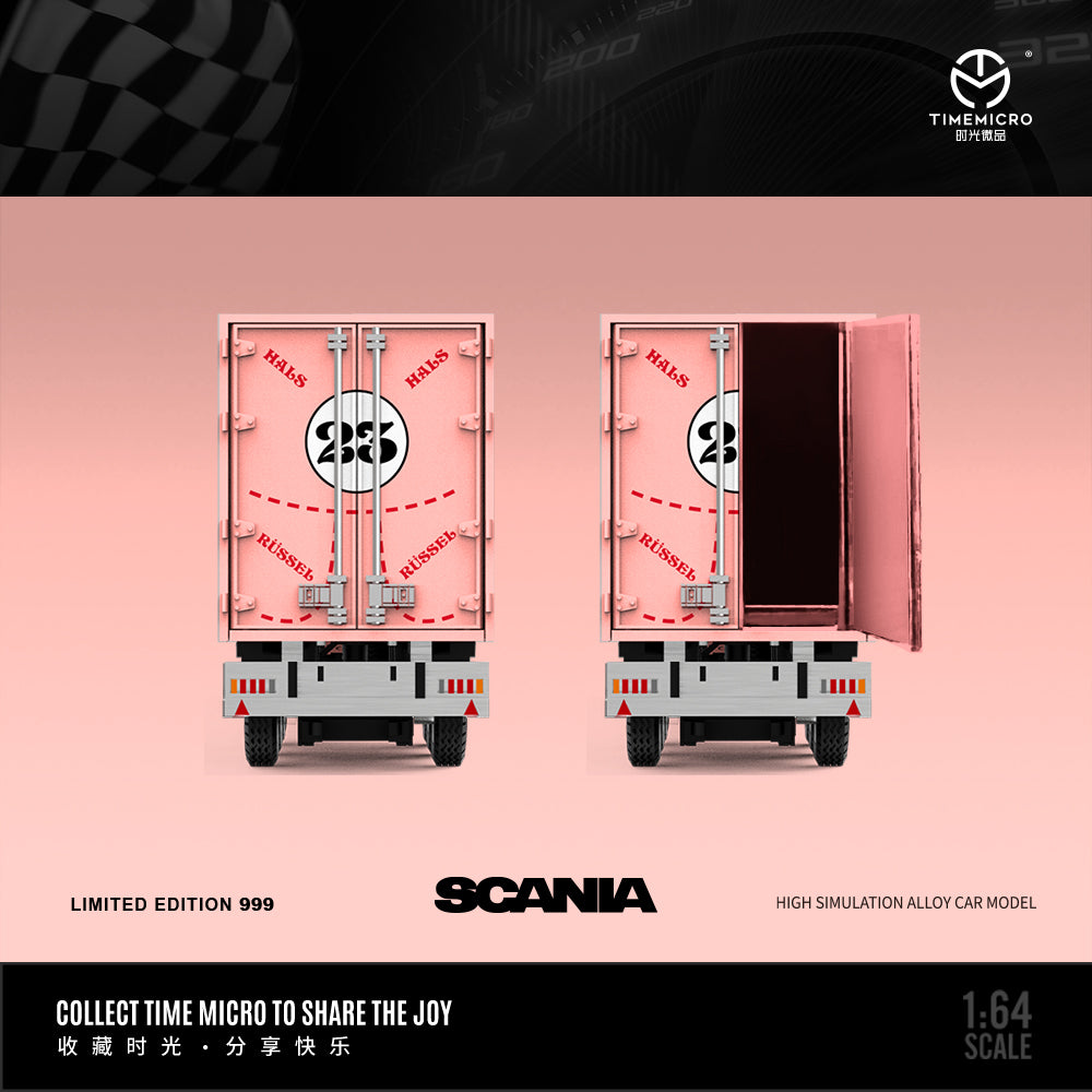 [Preorder] Time Micro X Perka 1:64 Scania & Mercedes-Benz Actros Container Truck Pink Pig