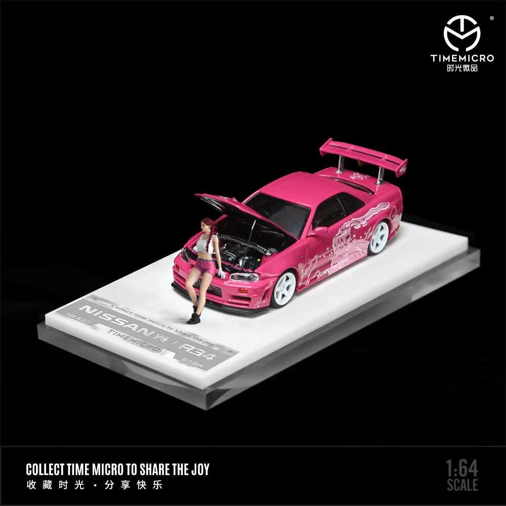 Time Micro 1:64 Nissan GT-R R34 Pink Livery TM643429 (2 Versions