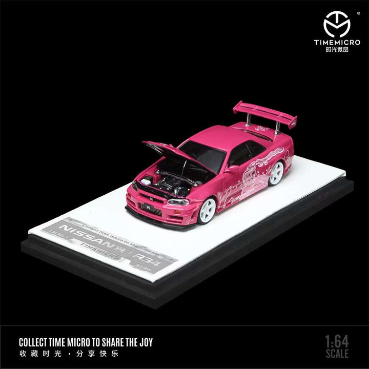 Time Micro 1:64 Nissan GT-R R34 Pink Livery TM643429 (2 Versions)