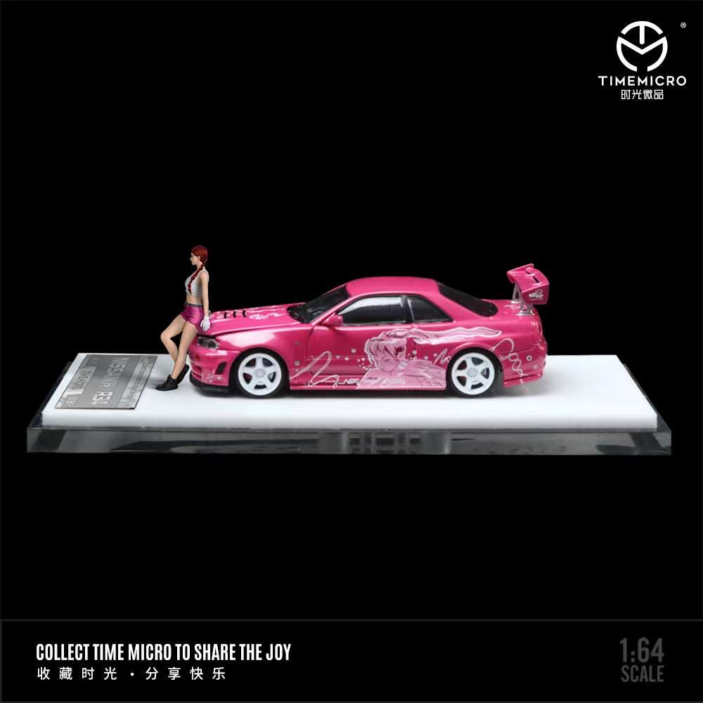 Time Micro 1:64 Nissan GT-R R34 Pink Livery TM643429 (2 Versions)