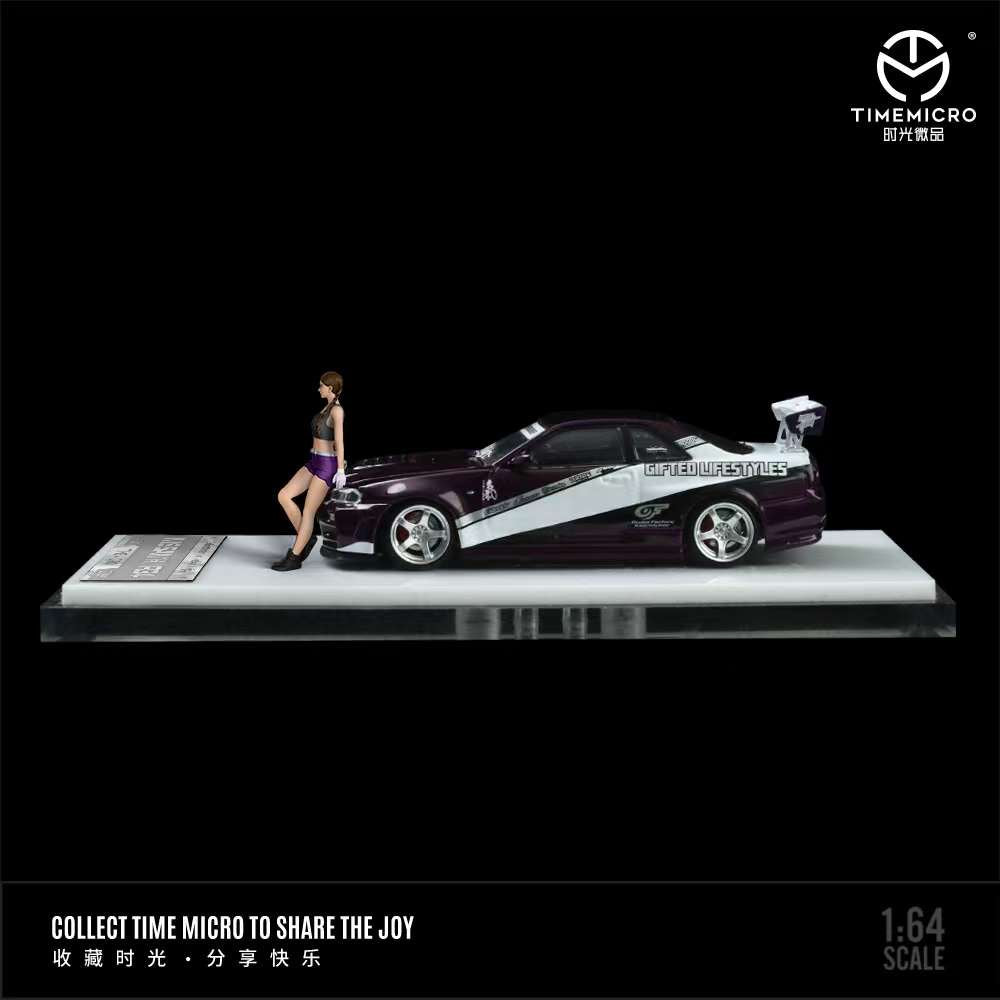 Time Micro 1:64 Nissan GT-R R34 Purple Livery TM643430 (2 Versions)