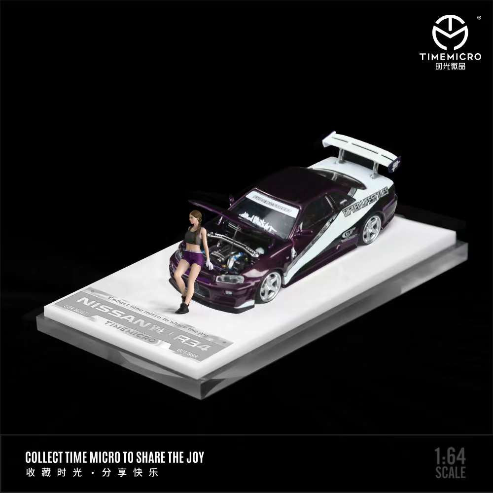 Time Micro 1:64 Nissan GT-R R34 Purple Livery TM643430 (2 Versions