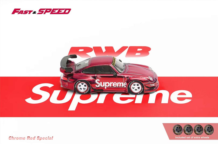 Fast Speed 1:64 Porsche RWB 993 GT - Chrome Red Supreme