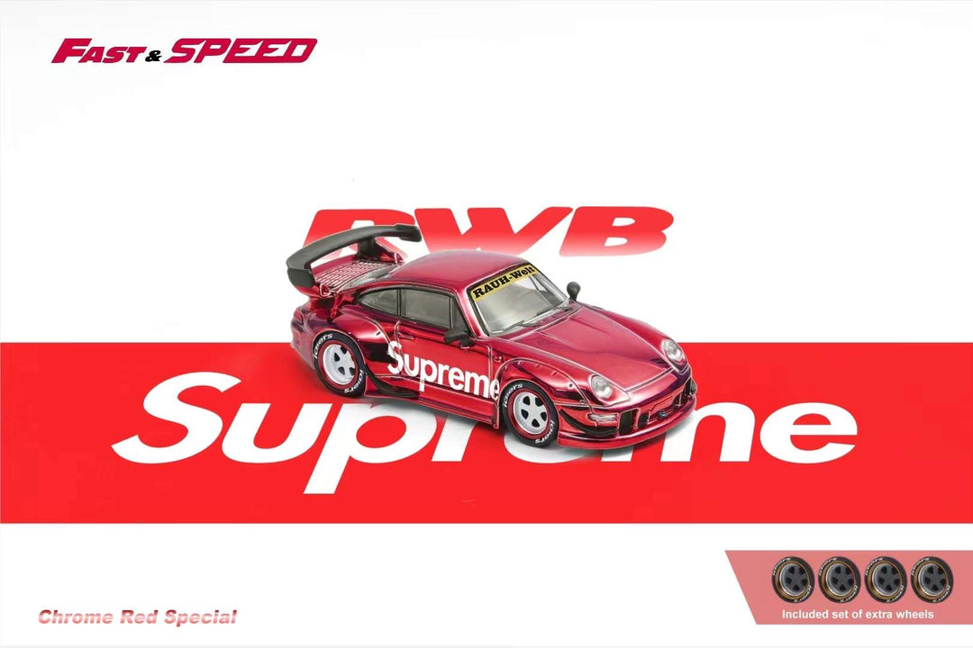 Fast Speed 1:64 Porsche RWB 993 GT - Chrome Red Supreme