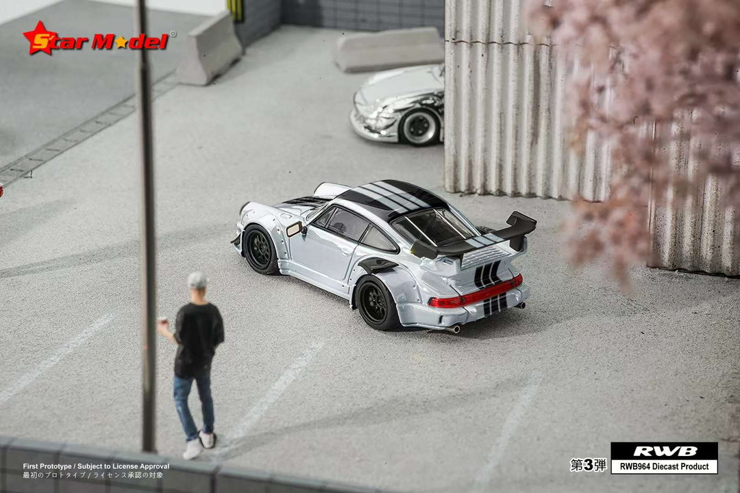 Star Model 1:64 Porsche RWB 964 Smoothie Silver (2 Versions)