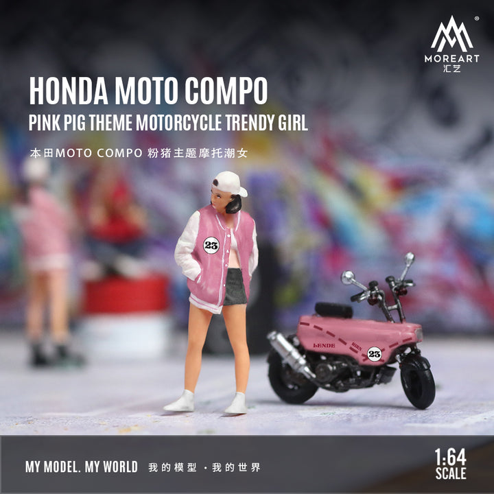 [Preorder] MoreArt 1:64 HONDA MOTO COMPO PINK PIG THEME MOTORCYCLE TRENDY GIRL MO222123