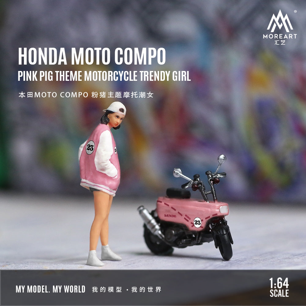 [Preorder] MoreArt 1:64 HONDA MOTO COMPO PINK PIG THEME MOTORCYCLE TRENDY GIRL MO222123