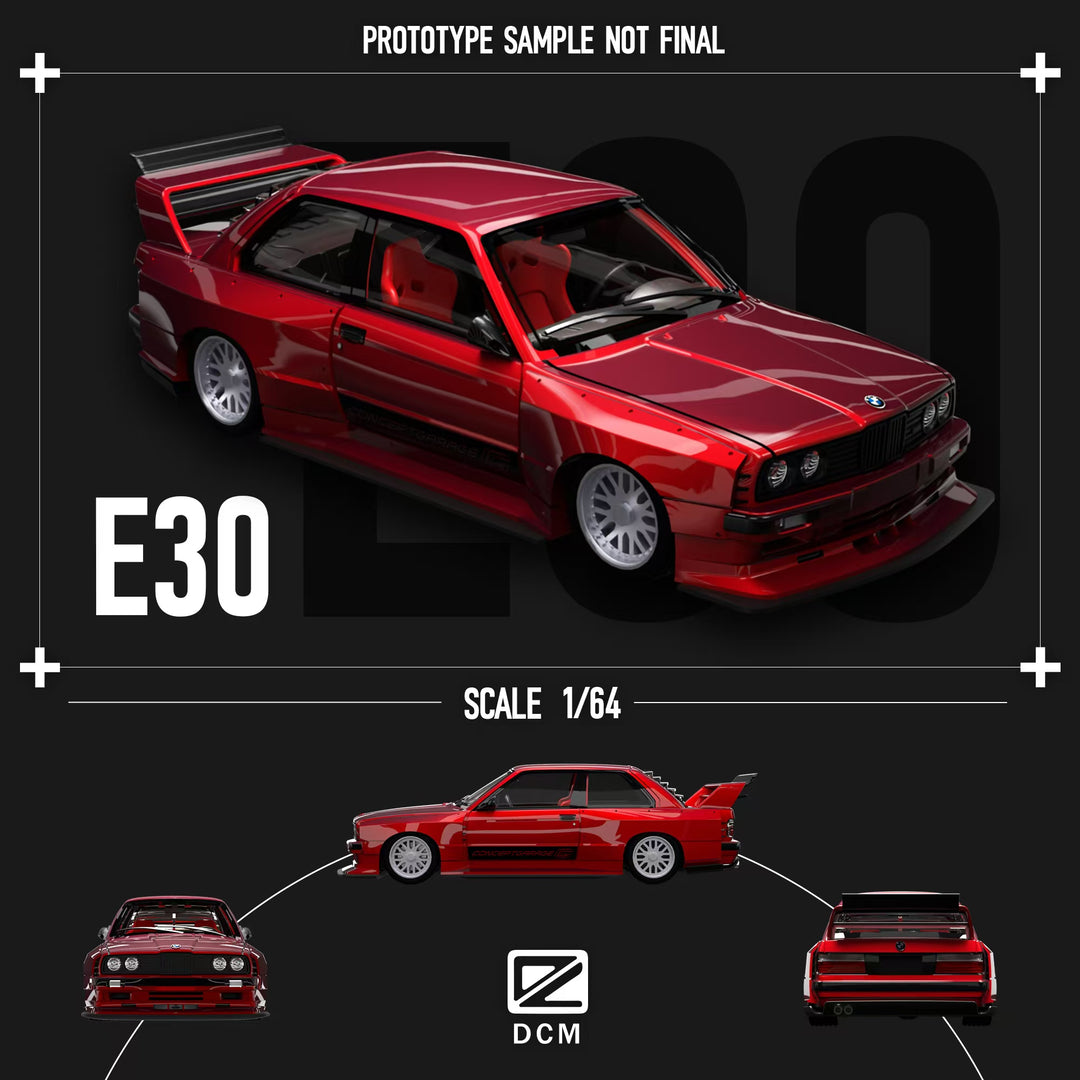 [Preorder] DCM 1:64 BMW M3 E30 Transparent Red Widebody