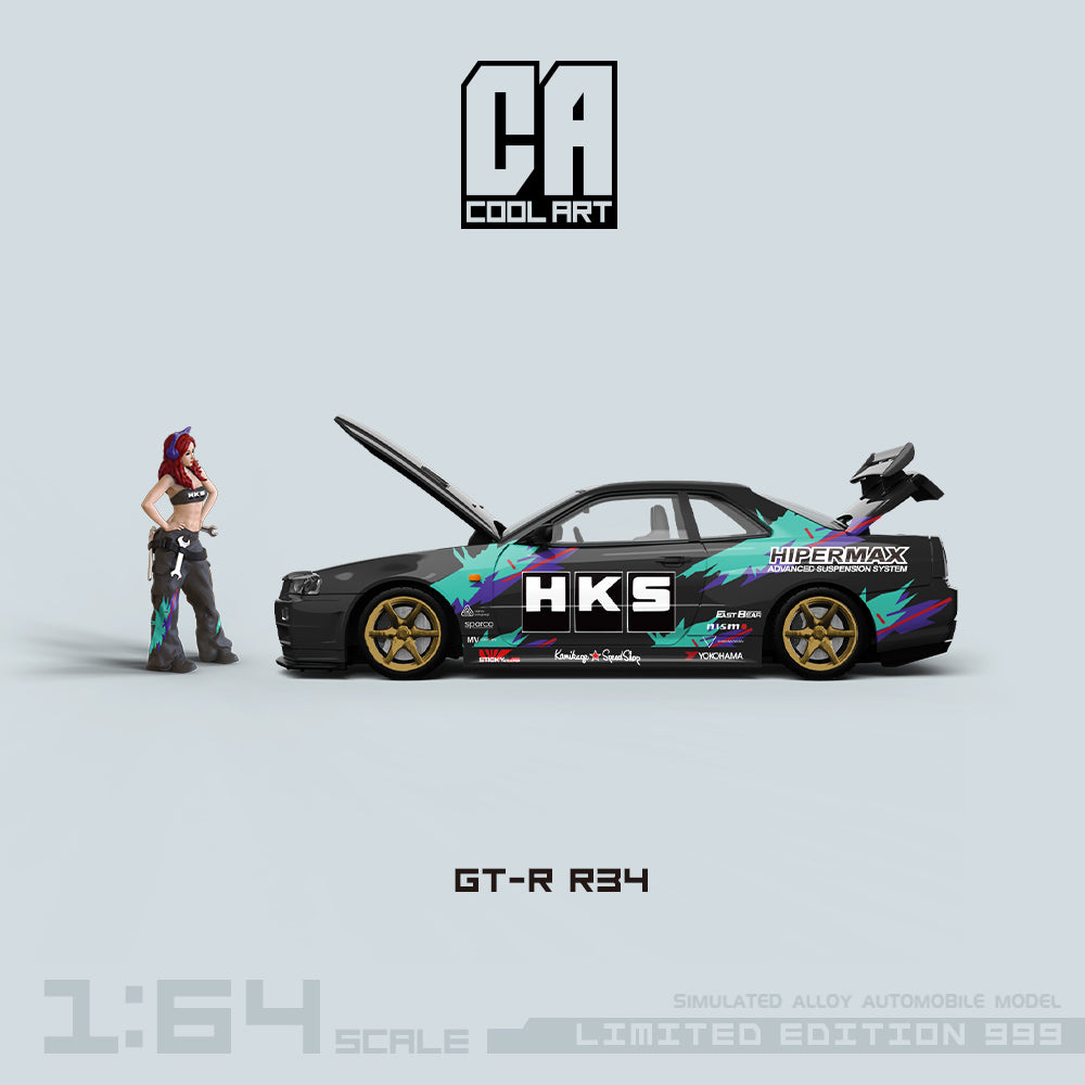 COOL ART 1:64 Nissan Skyline GT-R R34 HKS Livery Open Cover