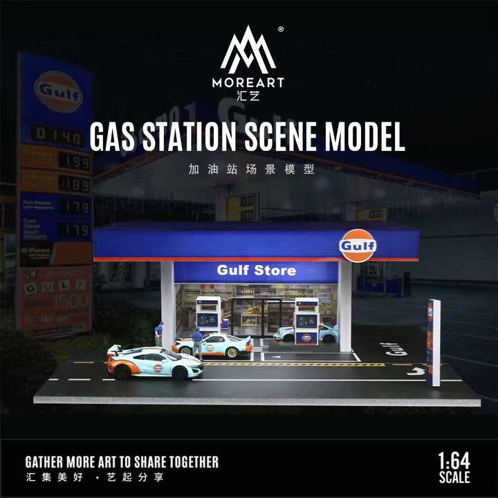 MoreArt 1:64 GULF GAS STATION SCENE MODEL MO936203